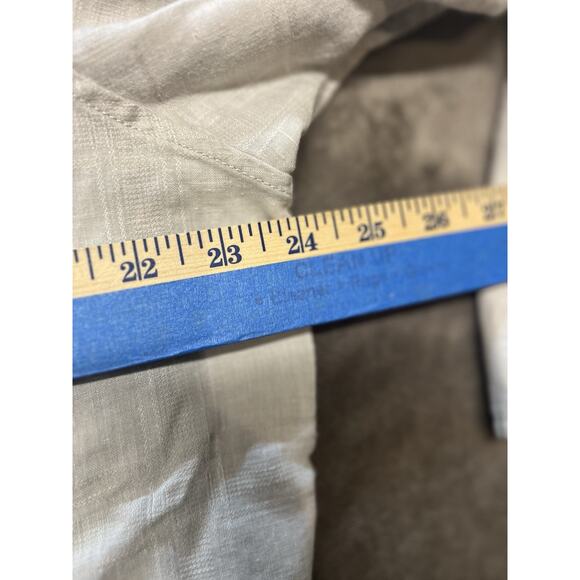 Tommy Bahama Button Up Shirt Large Tan Cream Long Sleeve Linen Blend Sorona Mens - Picture 7 of 8